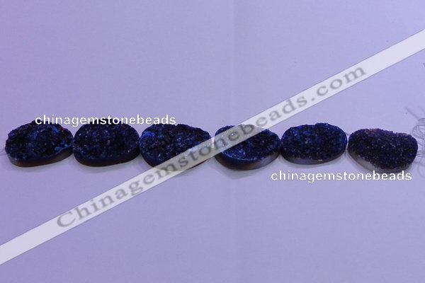 CAG8669 7.5 inches 22*30mm freeform blue plated druzy agate beads