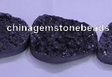 CAG8670 7.5 inches 22*30mm freeform black plated druzy agate beads