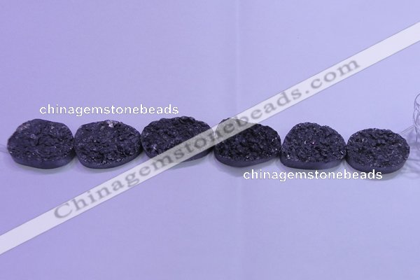 CAG8670 7.5 inches 22*30mm freeform black plated druzy agate beads