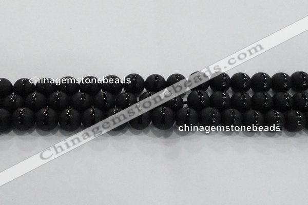 CAG8677 15.5 inches 10mm round matte tibetan agate gemstone beads