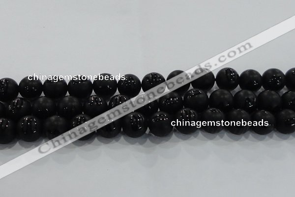 CAG8688 15.5 inches 12mm round matte tibetan agate gemstone beads