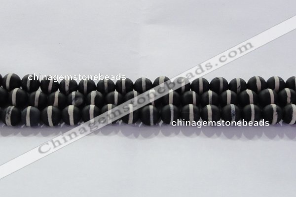 CAG8691 15.5 inches 8mm round matte tibetan agate gemstone beads