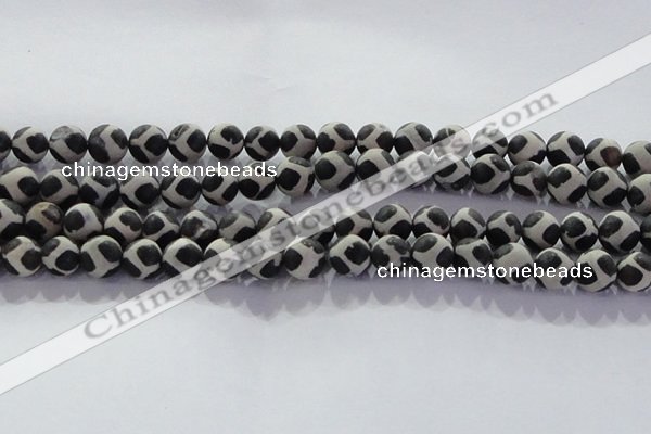 CAG8697 15.5 inches 10mm round matte tibetan agate gemstone beads