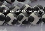 CAG8698 15.5 inches 12mm round matte tibetan agate gemstone beads