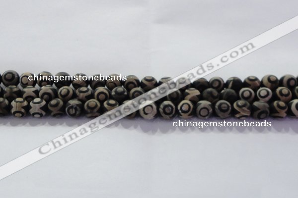 CAG8701 15.5 inches 8mm round matte tibetan agate gemstone beads