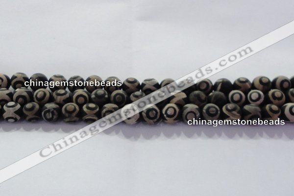 CAG8702 15.5 inches 10mm round matte tibetan agate gemstone beads