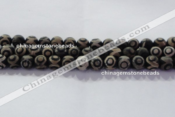 CAG8703 15.5 inches 12mm round matte tibetan agate gemstone beads