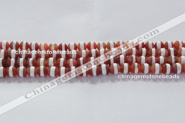 CAG8706 15.5 inches 8mm round matte tibetan agate gemstone beads