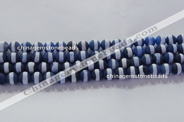 CAG8717 15.5 inches 10mm round matte tibetan agate gemstone beads