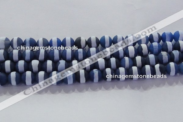 CAG8718 15.5 inches 12mm round matte tibetan agate gemstone beads