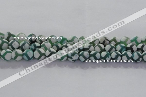 CAG8723 15.5 inches 12mm round matte tibetan agate gemstone beads