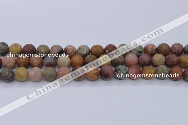 CAG8749 15.5 inches 12mm round matte rainbow agate beads