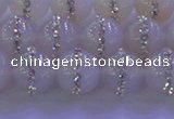 CAG8772 15.5 inches 10mm round agate with rhinestone beads