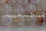 CAG8783 15.5 inches 12mm round agate with rhinestone beads