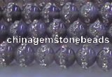 CAG8785 15.5 inches 6mm round agate with rhinestone beads
