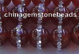 CAG8803 15.5 inches 12mm round agate with rhinestone beads