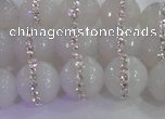 CAG8850 15.5 inches 6mm faceted round agate with rhinestone beads