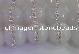 CAG8851 15.5 inches 8mm faceted round agate with rhinestone beads