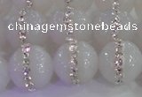 CAG8852 15.5 inches 10mm faceted round agate with rhinestone beads