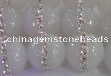 CAG8853 15.5 inches 12mm faceted round agate with rhinestone beads