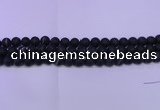 CAG8870 15.5 inches 4mm round matte black line agate beads