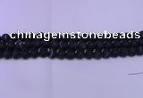 CAG8873 15.5 inches 10mm round matte black line agate beads