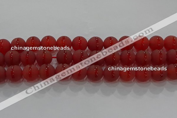 CAG8904 15.5 inches 12mm round matte red agate beads wholesale