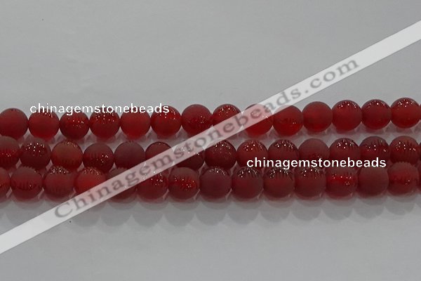 CAG8907 15.5 inches 6mm round matte red agate beads wholesale