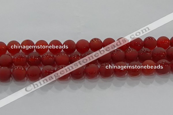 CAG8908 15.5 inches 8mm round matte red agate beads wholesale