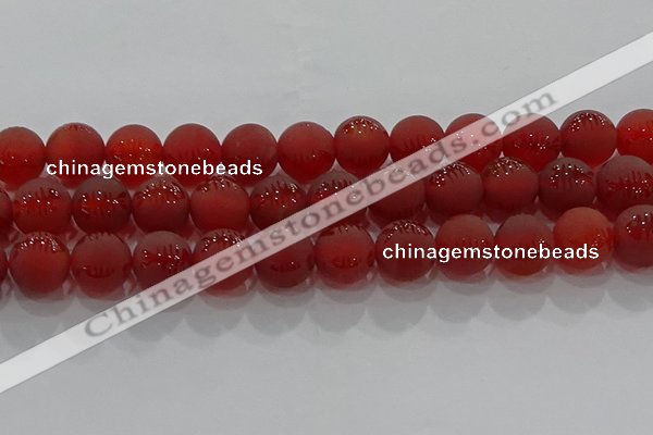 CAG8909 15.5 inches 10mm round matte red agate beads wholesale