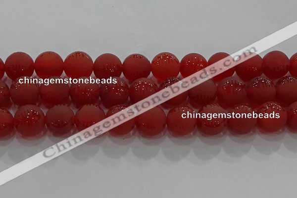 CAG8910 15.5 inches 12mm round matte red agate beads wholesale