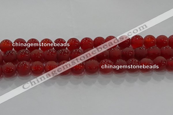 CAG8914 15.5 inches 8mm round matte red agate beads wholesale