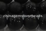 CAG8921 15.5 inches 10mm round matte black agate beads wholesale