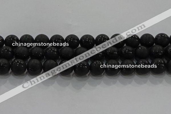 CAG8921 15.5 inches 10mm round matte black agate beads wholesale