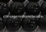 CAG8926 15.5 inches 8mm round matte black agate beads wholesale