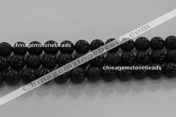 CAG8926 15.5 inches 8mm round matte black agate beads wholesale