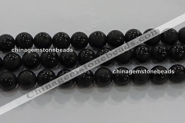 CAG8927 15.5 inches 10mm round matte black agate beads wholesale