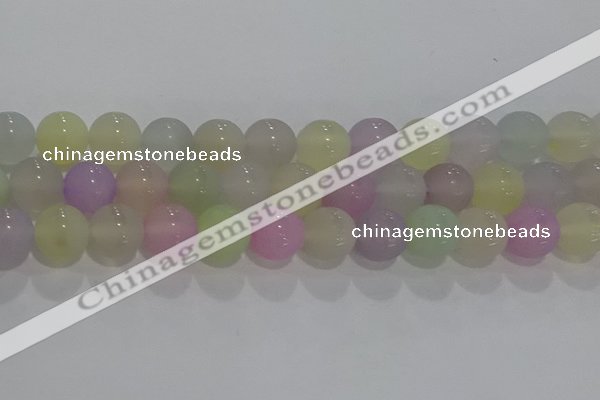 CAG8933 15.5 inches 10mm round matte colorful agate beads wholesale