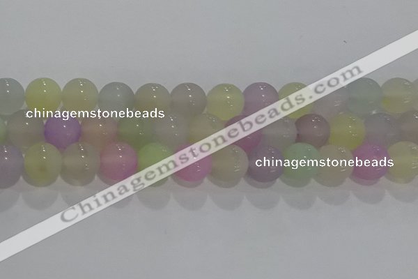 CAG8934 15.5 inches 12mm round matte colorful agate beads wholesale