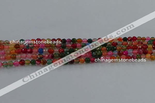 CAG8940 15.5 inches 4mm faceted round fire crackle agate beads