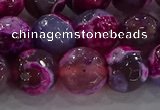 CAG8942 15.5 inches 8mm faceted round fire crackle agate beads