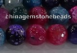 CAG8946 15.5 inches 8mm faceted round fire crackle agate beads