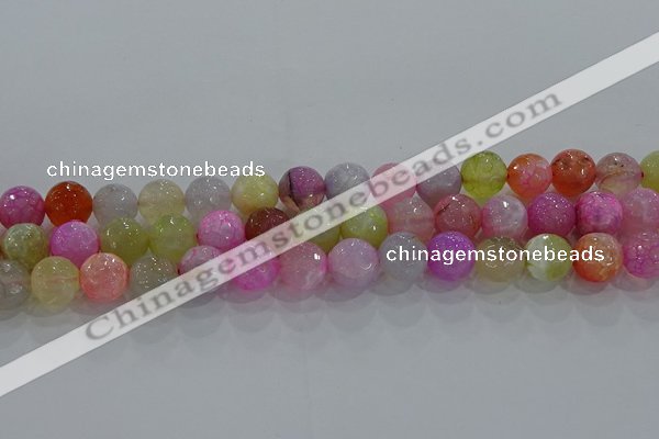 CAG8949 15.5 inches 8mm faceted round fire crackle agate beads