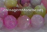 CAG8950 15.5 inches 10mm faceted round fire crackle agate beads