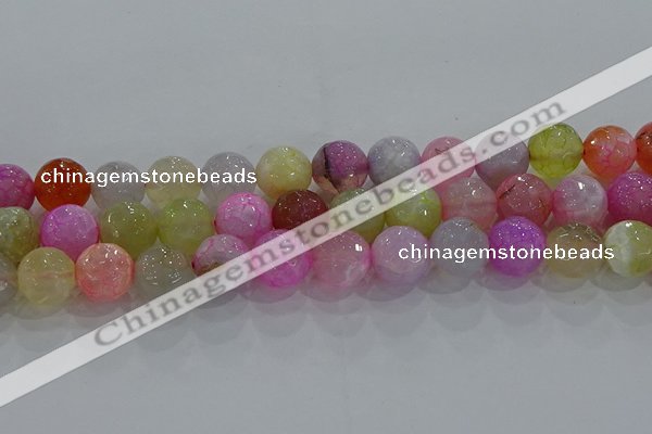 CAG8950 15.5 inches 10mm faceted round fire crackle agate beads