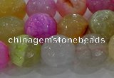 CAG8951 15.5 inches 12mm faceted round fire crackle agate beads