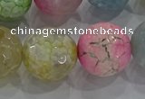 CAG8953 15.5 inches 16mm faceted round fire crackle agate beads