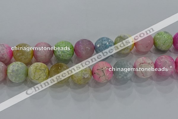 CAG8953 15.5 inches 16mm faceted round fire crackle agate beads