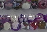 CAG8955 15.5 inches 6mm faceted round fire crackle agate beads