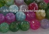 CAG8956 15.5 inches 8mm faceted round fire crackle agate beads